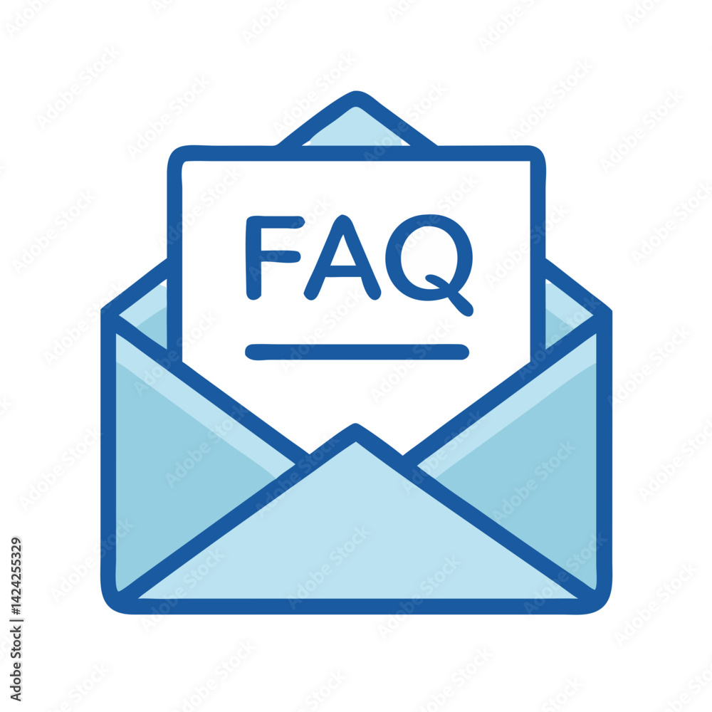 Leinwandbilder Envelope with FAQ Document Icon Representing Email Help Support