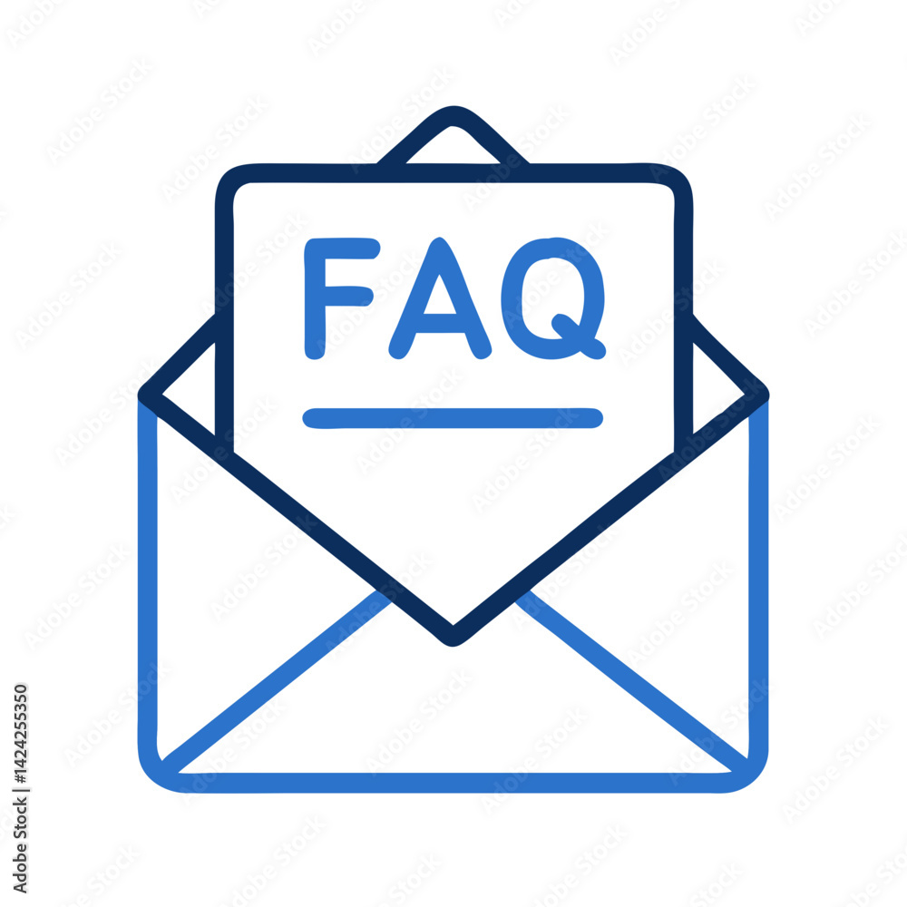 Poster Envelope with FAQ Document Icon Representing Email Help Support