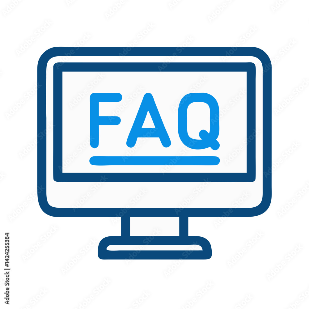 Aufkleber faq on monitor icon representing online help