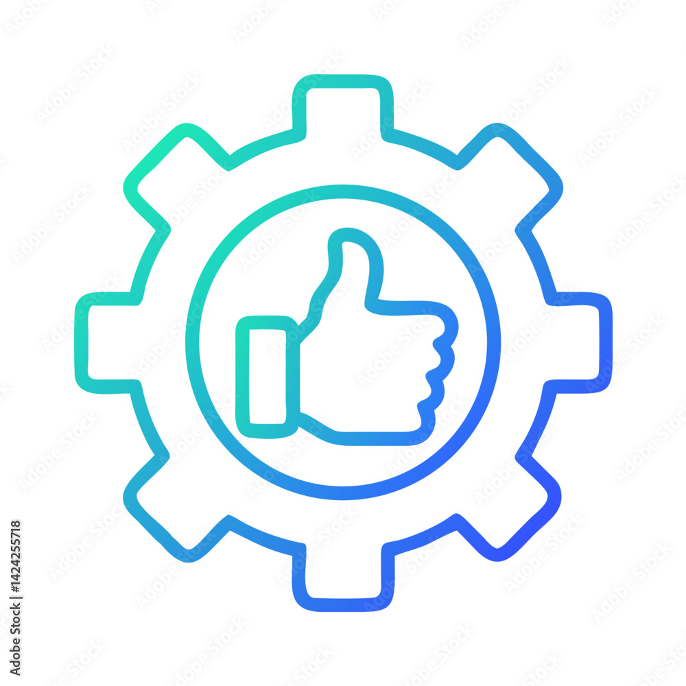 Poster Gear with Thumb Icon Representing Optimized Technical Performance