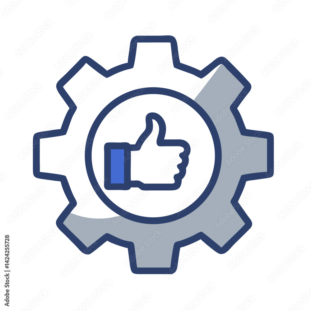 Poster Gear with Thumb Icon Representing Optimized Technical Performance