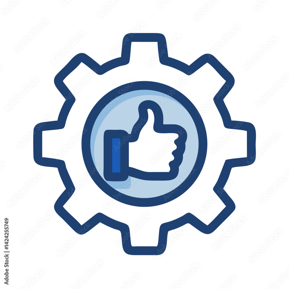 Poster Gear with Thumb Icon Representing Optimized Technical Performance