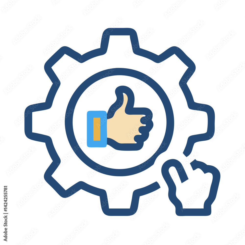 Poster Gear with Thumb Icon Representing Optimized Technical Performance
