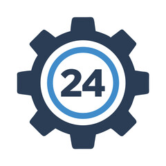 Obraz premium Gear with 24 Label Icon Representing Round-the-Clock Technical Support