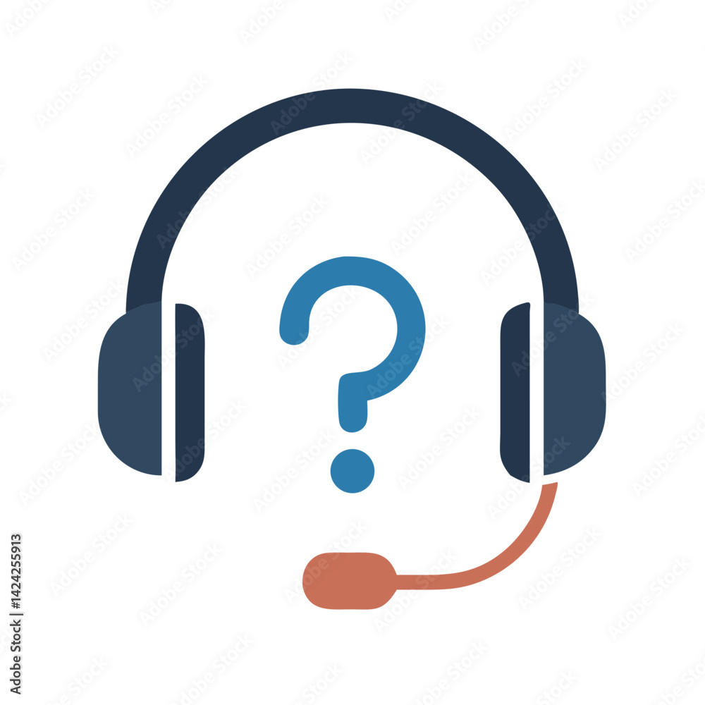 Poster Headset with Question Icon Representing Live Audio Support