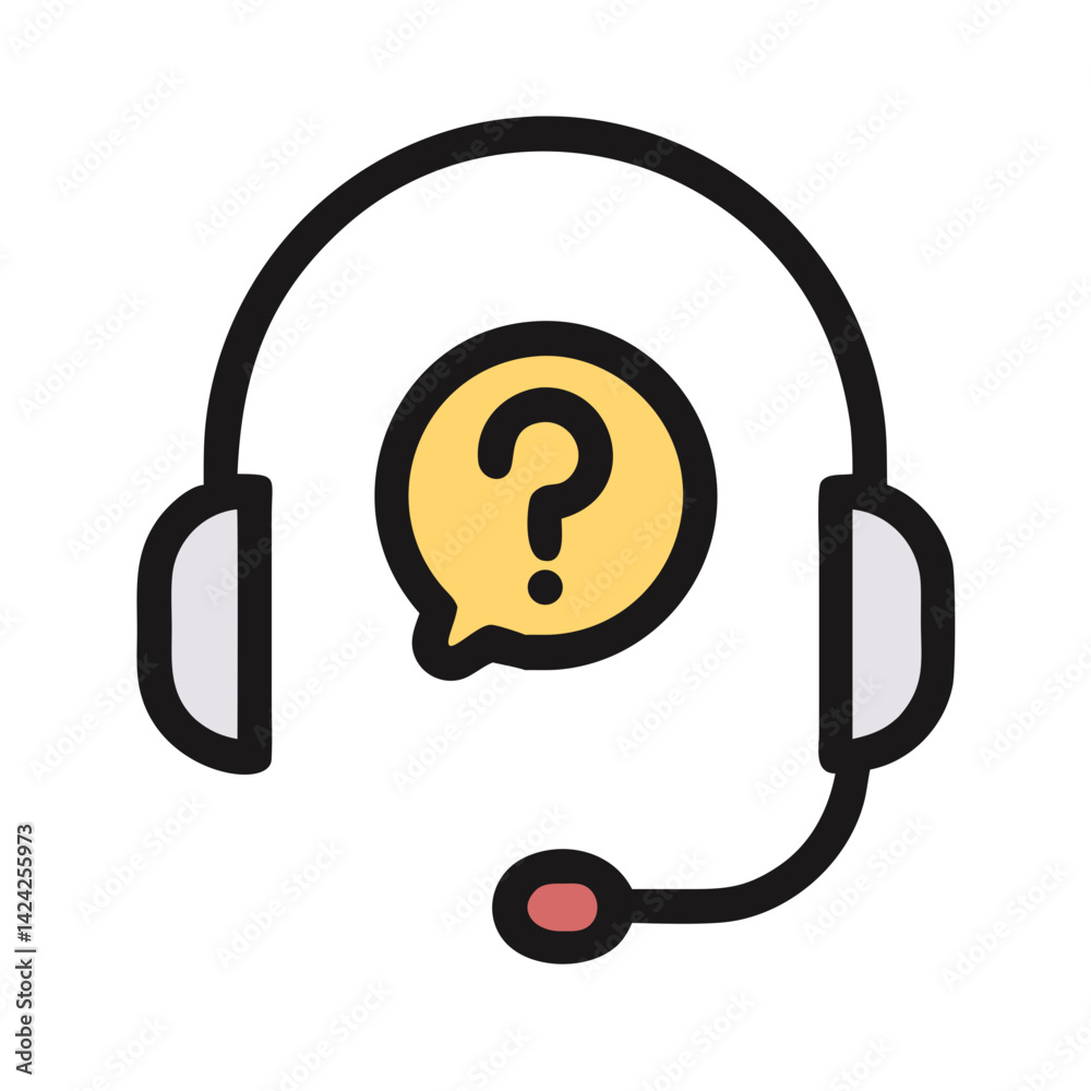 Poster Headset with Question Icon Representing Live Audio Support