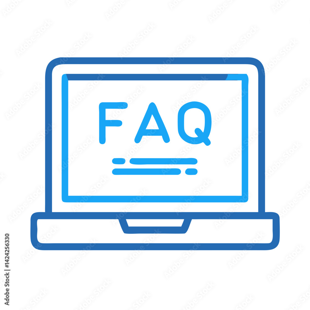 Aufkleber Laptop with FAQ Window Icon Representing Web-Based Help