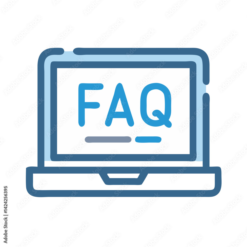 Poster Laptop with FAQ Window Icon Representing Web-Based Help