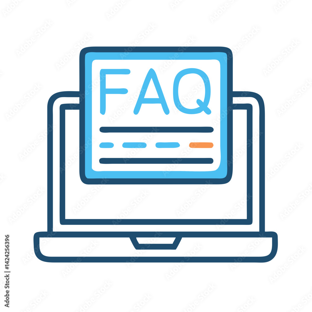 Leinwandbilder Laptop with FAQ Window Icon Representing Web-Based Help