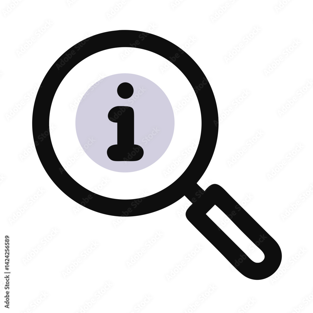 Poster Magnifying Glass with Info Icon Representing Information Search