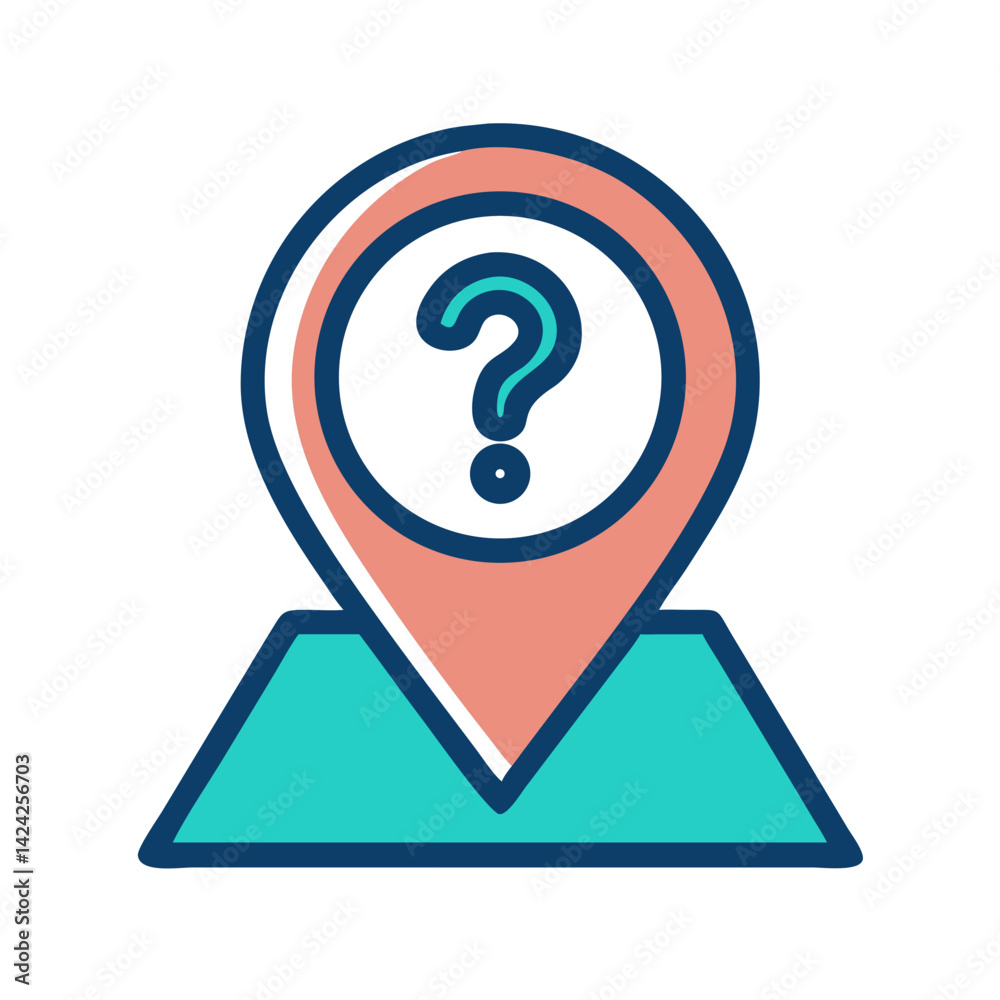 Aufkleber Map Pin with Question Icon Representing Support Location