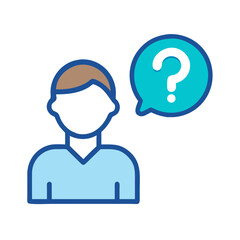 Person with Question Icon Representing Customer Inquiry
