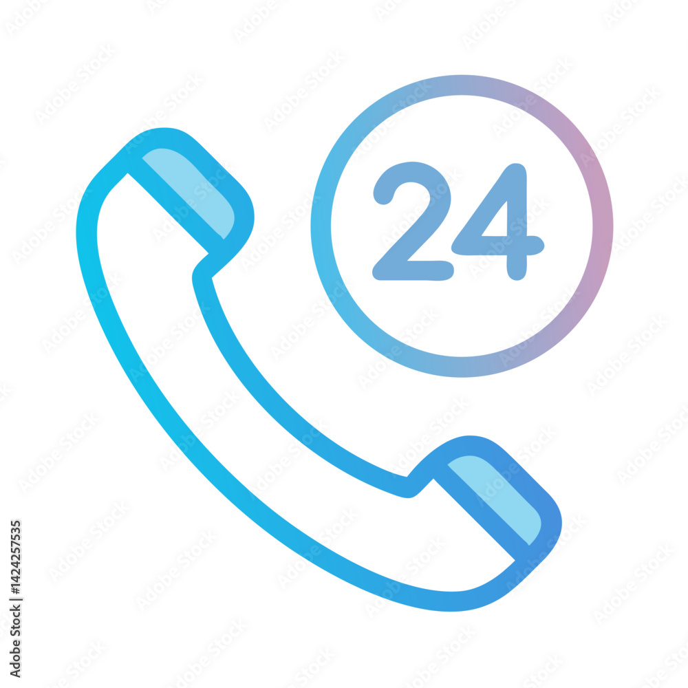 Poster Phone with 24 Clock Icon Representing Round-the-Clock Support