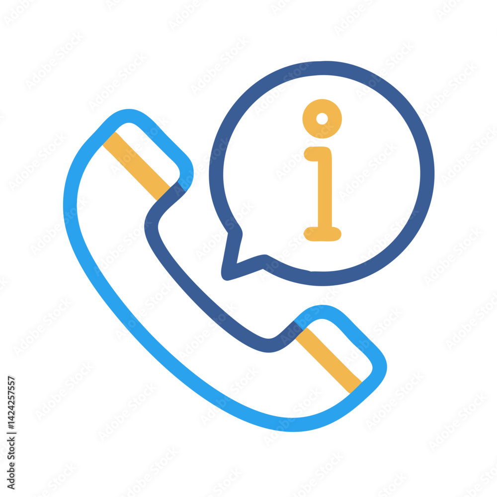 Poster phone with info icon representing voice-based support