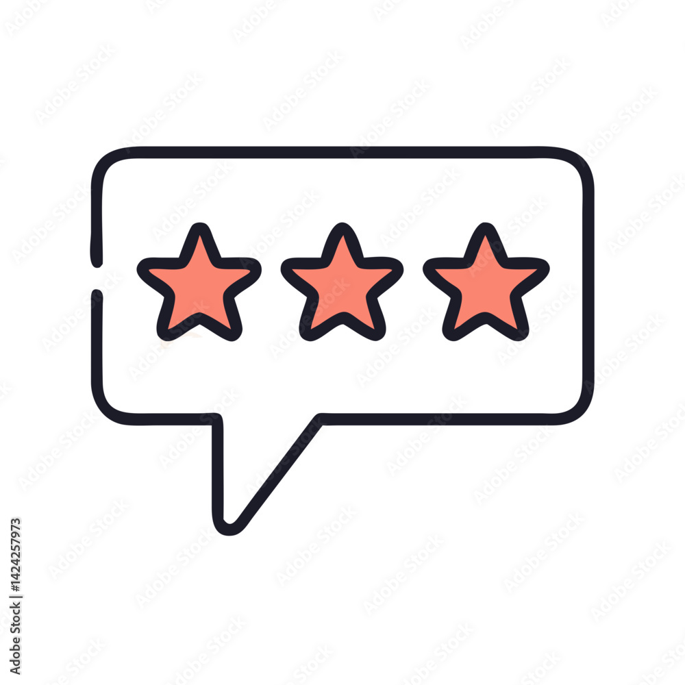 Poster star rating bubble icon representing customer feedback