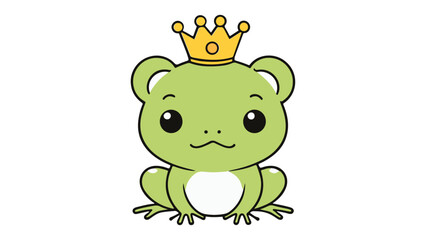 funny frog smiling with crown on the head cartoon illustration 