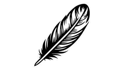 Fototapeta premium black feather shape isolated on white background