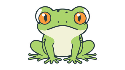 cute sitting frog with orange eyes vector illustration