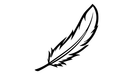 simple black feather outline vector illustration, simple feather vector illustration icon