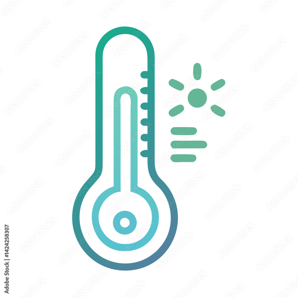 Poster thermometer icon representing fever measurement