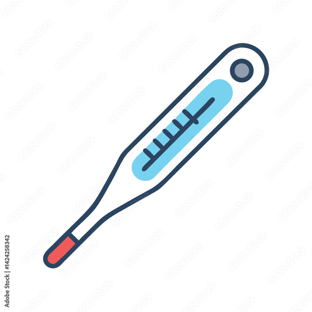 Poster thermometer icon representing fever measurement