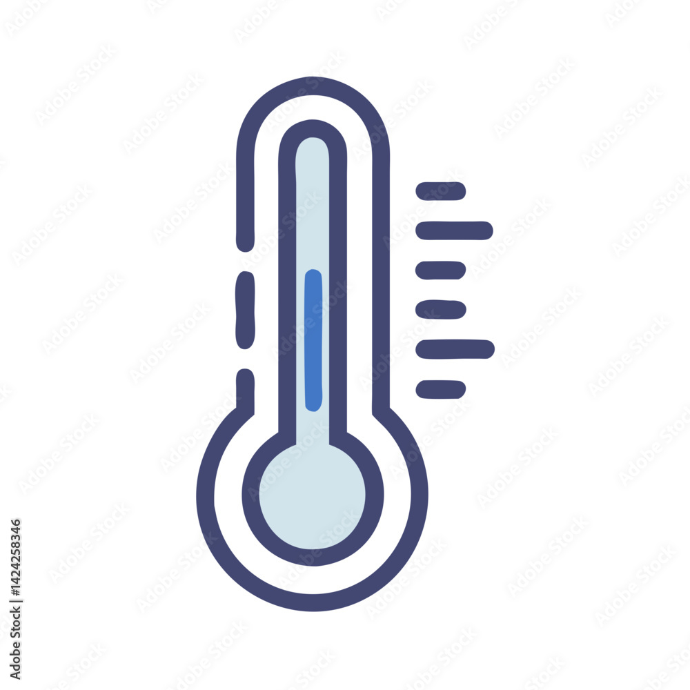 Poster thermometer icon representing fever measurement