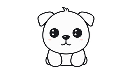 cute simple sitting dog vector illustration, very cute sitting puppy vector outline illustration