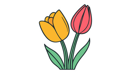 beautiful yellow and red flower vector simple illustration