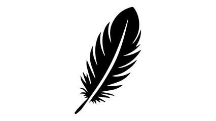 black feather shape icon isolated on white background