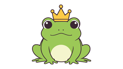 cute smiling frog with crown on the head