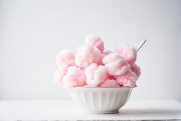 Fluffy Pink Cotton Candy Sweet Treat Spun on a Stick Against a Bright Carnival Background