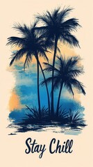 Obraz premium Tropical paradise stay chill graphic design.