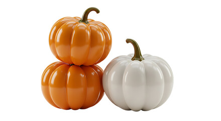 Obraz premium Minimalist Fall Arrangement: Stacked Orange and a Solitary White Pumpkin