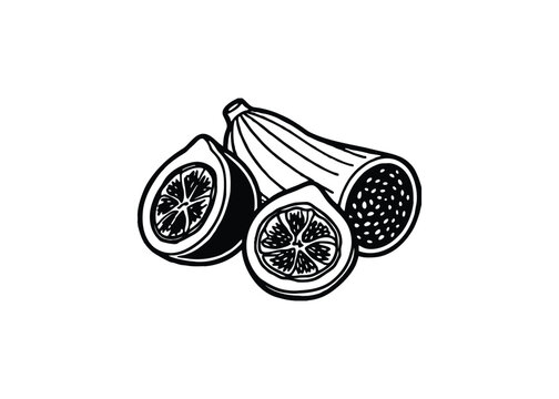 black and white figs fruit slices clip art preview