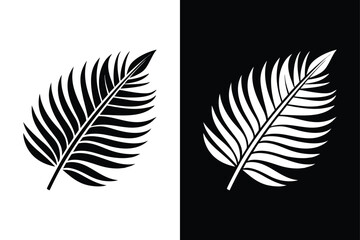 Obraz premium Palm Leaf Vector Design. Black Silhouette on White Background