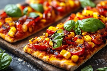 Homemade Pizza Toppings on Wooden Board
