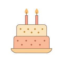 Pastel-colored birthday cake with candles in a clean, modern vector style. Ideal for greeting cards and digital decor.