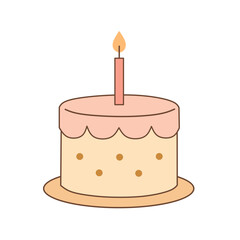 Delicate pastel birthday cake with candle in a clean minimalist style, perfect for party invitations and sweet-themed designs.
