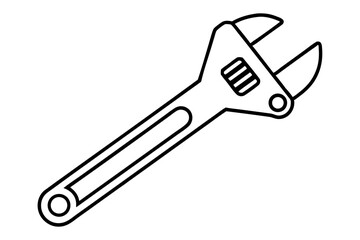 Adjustable Spanner Line Art Vector Illustration