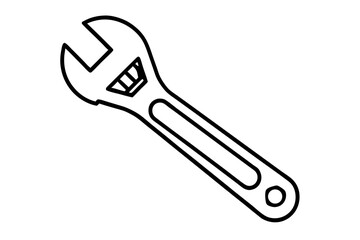 Adjustable Spanner Line Art Vector Illustration