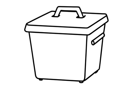 black and white storage bin with handle clip art preview