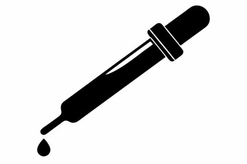Dropper Pipette Black and White Silhouette Vector Illustration