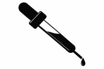 Dropper Pipette Black and White Silhouette Vector Illustration