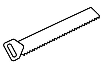 Hand Saw Line Art Vector Illustration