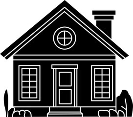 Bold house silhouette in solid black vector style, great for icons, logos, signs, web design, or architectural concepts.