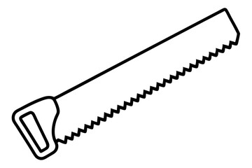 Hand Saw Line Art Vector Illustration