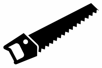 Hand Saw Black and White Silhouette Vector Illustration