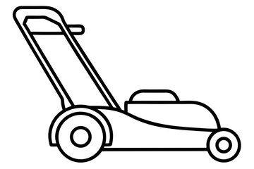 Lawn Mower Line Art Vector Illustration