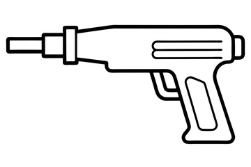 Nail Gun Line Art Vector Illustration