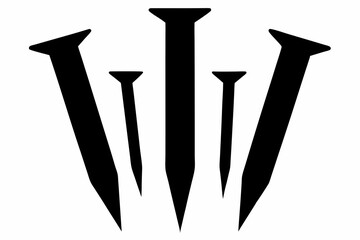 Nails Black and White Silhouette Vector Illustration